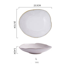 KINGLANG Ceramic Deep Dish Plate Pottery Irregular Bowl Tableware Restaurant Wholesale Food SaladPlates