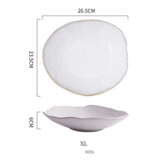 KINGLANG Ceramic Deep Dish Plate Pottery Irregular Bowl Tableware Restaurant Wholesale Food SaladPlates