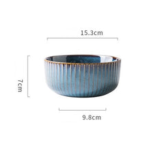 KINGLANG Nordic Style Kiln Glazed Ceramic Rice Salad Bowl Soup Bowl Round Dish Dinner Plate Tableware