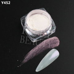 White Chrome Pearl Nail Powder Shimmer Glitter Wedding Bride Nail Design Aurora Rubbing Dust Mirror Effect Fairy Powder GLY459