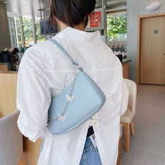 Women's Underarm Bag Solid Shoulder Bag with Butterfly Chain Design All-matching Handbags Purse Fashion Leather Hobo Bag