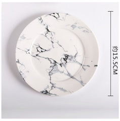 Fashion home restaurant kitchen tableware marble ceramic plate dish porcelain steak salad dessert plate cutlery cake plate