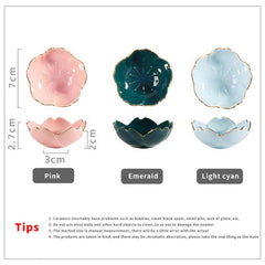 Flower Ceramic Dish Seasoning Dipping Bowl Sakura Ceramic Dish Cherry Blossom Trinket Platos Sauce Dish Flower Dish for Kitchen