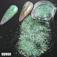 White Chrome Pearl Nail Powder Shimmer Glitter Wedding Bride Nail Design Aurora Rubbing Dust Mirror Effect Fairy Powder GLY459