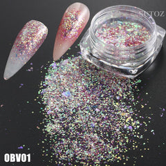 White Chrome Pearl Nail Powder Shimmer Glitter Wedding Bride Nail Design Aurora Rubbing Dust Mirror Effect Fairy Powder GLY459