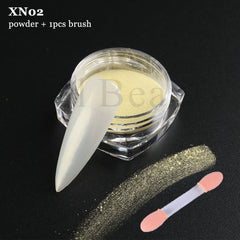 White Chrome Pearl Nail Powder Shimmer Glitter Wedding Bride Nail Design Aurora Rubbing Dust Mirror Effect Fairy Powder GLY459