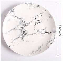 Fashion home restaurant kitchen tableware marble ceramic plate dish porcelain steak salad dessert plate cutlery cake plate