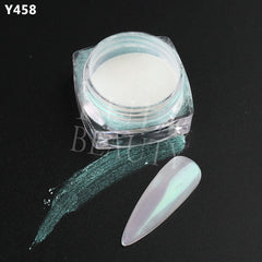 White Chrome Pearl Nail Powder Shimmer Glitter Wedding Bride Nail Design Aurora Rubbing Dust Mirror Effect Fairy Powder GLY459