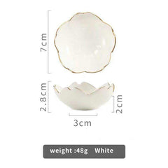 Flower Ceramic Dish Seasoning Dipping Bowl Sakura Ceramic Dish Cherry Blossom Trinket Platos Sauce Dish Flower Dish for Kitchen