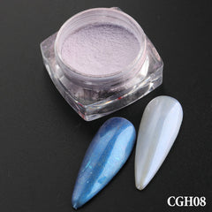 White Chrome Pearl Nail Powder Shimmer Glitter Wedding Bride Nail Design Aurora Rubbing Dust Mirror Effect Fairy Powder GLY459