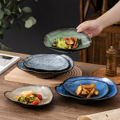 Japanese creative shaped plate Ceramic dish Irregular dinner plate Delicate and beautiful dishes Pasta Western Food Plate dishes