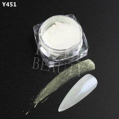 White Chrome Pearl Nail Powder Shimmer Glitter Wedding Bride Nail Design Aurora Rubbing Dust Mirror Effect Fairy Powder GLY459