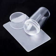 Transparent  Silicone Nail Art Stamping Kit French Design For Manicure Plate Stamp Polish Seal Two Sides Stamper Scraper