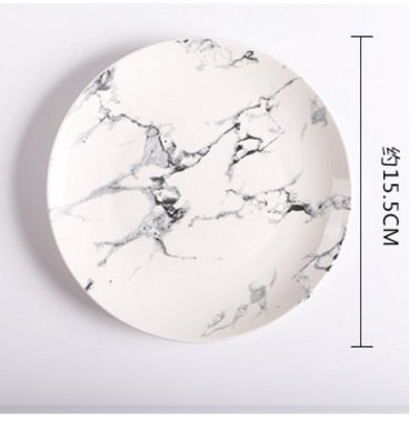 Fashion home restaurant kitchen tableware marble ceramic plate dish porcelain steak salad dessert plate cutlery cake plate