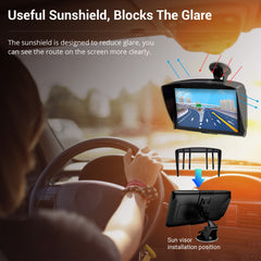 XGODY Car GPS Navigation 7 Inch Touch Screen GPS Navigator Truck Sunshade Sat Nav 256M+8G 2022 America Europe Map GPS Navigators