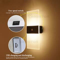 USB Recharge Wireless Home Decor Wall Lights LED Indoor lighting for Bedroom Bedside Balcony Corridor Lamps LED Decor Wall Lamp