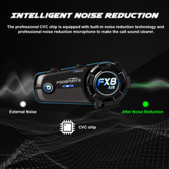 Fodsports FX8 AIR Helmet Intercom Headset Motorcycle Waterproof Interphone Bluetooth 5.0 FM Radio 3 Stereo Sound Effects