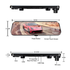 E-ACE 9.66 Inch Car DVR Mirror Video Recorder 1080P Touch Screen Dashcam Dual Lens Streaming Driving Recorder Dash Camera