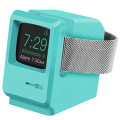 For Apple Watch 7 6 5 4 iWatch 3 2 1 Silicone Stand Charging Dock Holder Retro Computer Pattern Nightstand Keeper Bracket Base