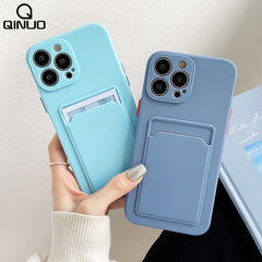 Soft Silicone Phone Case For iPhone 14 11 12 13 Pro Max XR X XS Max 6 6S 7 8 Plus SE 2020 12 Mini 13Pro Wallet Card Holder Cover