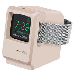 For Apple Watch 7 6 5 4 iWatch 3 2 1 Silicone Stand Charging Dock Holder Retro Computer Pattern Nightstand Keeper Bracket Base