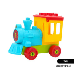 New Large Building Blocks Children Toys Cartoon Princess Carriage Car Airplane Vehicle Model Big Size Bricks Gift For Children