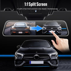 E-ACE 9.66 Inch Car DVR Mirror Video Recorder 1080P Touch Screen Dashcam Dual Lens Streaming Driving Recorder Dash Camera