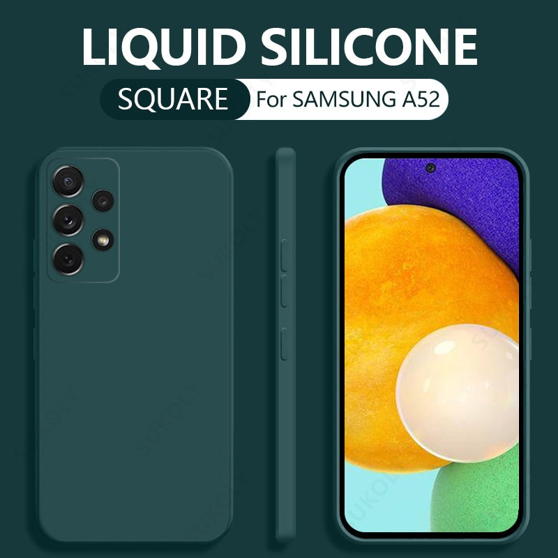 Liquid Silicone Case For Samsung Galaxy A52 A72 A71 A51 S20 FE S21 Ultra S10 Plus A50 A31 A70 A32 A41 A53 5G A21S S22 Soft Cover