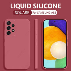 Liquid Silicone Case For Samsung Galaxy A52 A72 A71 A51 S20 FE S21 Ultra S10 Plus A50 A31 A70 A32 A41 A53 5G A21S S22 Soft Cover