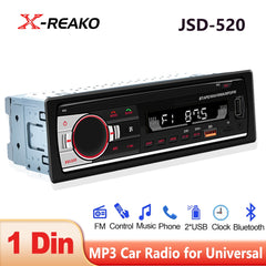 X-REAKO JSD-520 Car Radio 1Din FM MP3 Player Audio Stereo AUX Input USB/SD Charging Function with Remote Control In Dash Music