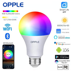 OPPLE E26 RGB Bulb Home 9W LED Lamp Bluetooth Voice Control Dimmable Alexa Speaker Google Siri Light