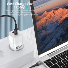 KUULAA 65W GaN Charger Quick Charge 4.0 3.0 Type C PD USB Charger for iPhone 14 13 12 Pro Max Fast Charger For Laptop PD Charger