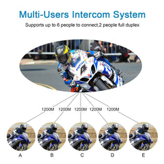 EJEAS V6 Pro Helmet Intercom Headset Motorcycle Bluetooth 1200m Interphone Communicator Full Duplex for 6 Riders Waterproof IP65