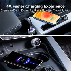 QOOVI 80W Car Charger PD USB Type C Dual Port USB Phone Charger Fast Charging For iPhone 13 Xiaomi Samsung iPad Laptops Tablets