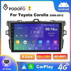 Podofo Multimedia For Toyota Corolla 2006-2012 Android Auto Radio Car Intelligent System Audio 2Din Head Unit Stereo Receiver