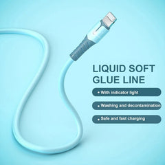 Liquid Silicone USB Cable For iPhone 14 Pro 12 11 13 Pro XS Max Xr X 8 AirPods Pro LED Phone Charger Cord Data Charger Wire 2M