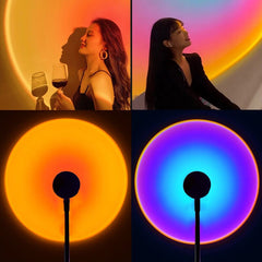 LED Sunset Lamps Rainbow Neon Night Lights Projector Photography Wall Atmosphere Lighting for Bedroom Home Room Christmas Decor