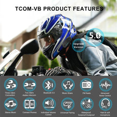 FreedConn Bluetooth Motorcycle Intercom Helmet headset Headphone FM Music Sharing Helmet communicator speaker