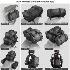 Rhinowalk Motorcycle Tail Bag 100%Waterproof Cycling Backpack 8L 15L 30L Motor Side Saddle Pack Travel Luggage Box Accessories