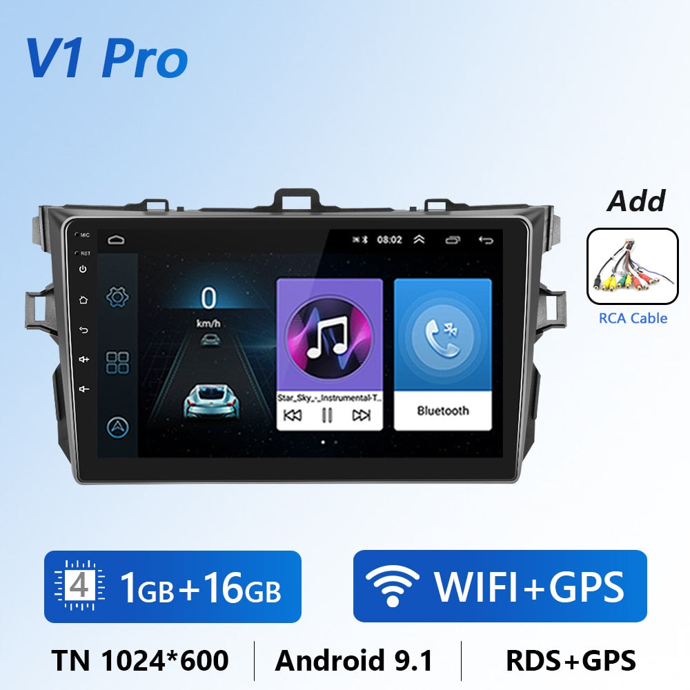 Podofo Multimedia For Toyota Corolla 2006-2012 Android Auto Radio Car Intelligent System Audio 2Din Head Unit Stereo Receiver