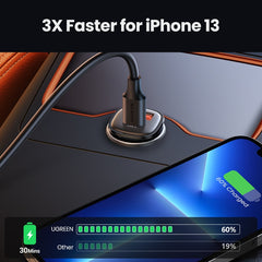 【NEW-IN】UGREEN USB Car Charger 30W Quick Charge 4.0 QC4.0 QC3.0 PD Type C Fast Car USB Charger For iPhone 14 Xiaomi Mobile Phone