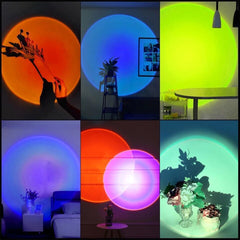 LED Sunset Lamps Rainbow Neon Night Lights Projector Photography Wall Atmosphere Lighting for Bedroom Home Room Christmas Decor