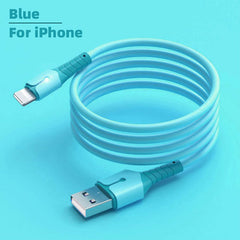 Liquid Silicone USB Cable For iPhone 14 Pro 12 11 13 Pro XS Max Xr X 8 AirPods Pro LED Phone Charger Cord Data Charger Wire 2M