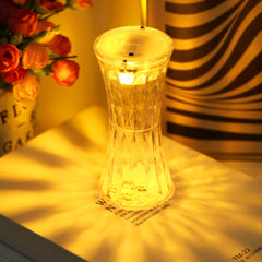 LED Crystal Table Lamp 3D Effect Diamond Atmosphere Lamp Cool Lamp Light USB Touch Night Light Overflows for Bedroom Decoration