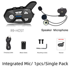 WAYXIN R9 Motorcycle Intercom Helmet Headsets 6 Rider, BT5.0 Communication Interphone, Intercomunicador Moto,Waterproof FM Radio