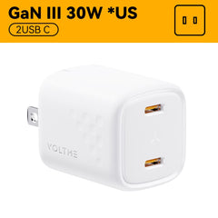 VOLTME 30W GaN Charger USB A + USB C Charger Fast Charging PD 3.0 QC 4.0+ Support PPS AFC FCP SCP MTK For iPhone 13 12 Pro Max