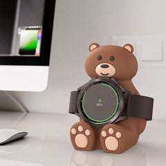 Silicone Bear Wireless Charger Stand Galaxy Watch4/4Classic Cartoon Animal Bear Child Station Dock Bracket Holder Accessories