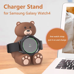 Silicone Bear Wireless Charger Stand Galaxy Watch4/4Classic Cartoon Animal Bear Child Station Dock Bracket Holder Accessories