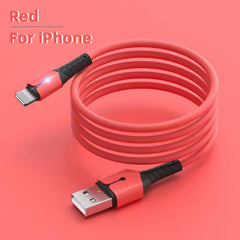 Liquid Silicone USB Cable For iPhone 14 Pro 12 11 13 Pro XS Max Xr X 8 AirPods Pro LED Phone Charger Cord Data Charger Wire 2M