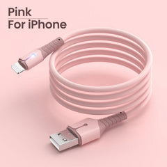 Liquid Silicone USB Cable For iPhone 14 Pro 12 11 13 Pro XS Max Xr X 8 AirPods Pro LED Phone Charger Cord Data Charger Wire 2M